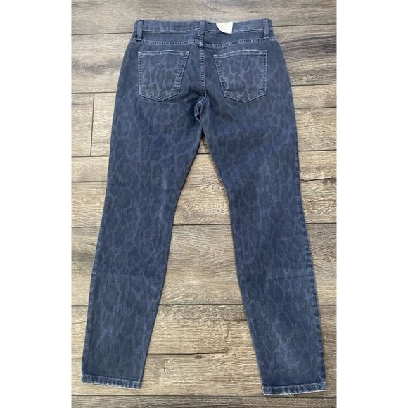 NWT Current/Elliott Stilletto Skinny Jeans Oil Spill Painted Leopard Blue 26 New - Picture 3 of 6